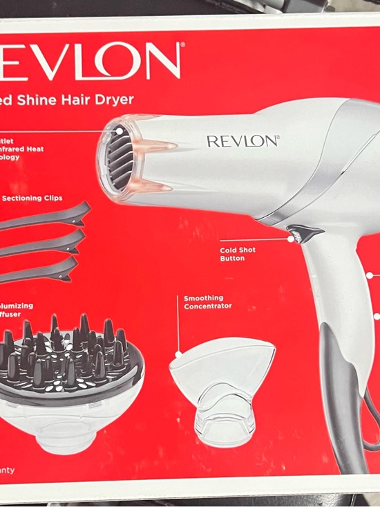 Revlon Accessories - Revlon White and Silver Shine Hair Dryer with Attachments